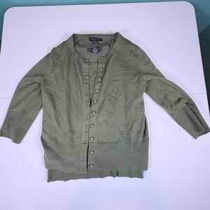 Grace Elements PM Olive Green Cardigan & Tank Top Sweater Set 3/4 Sleeve